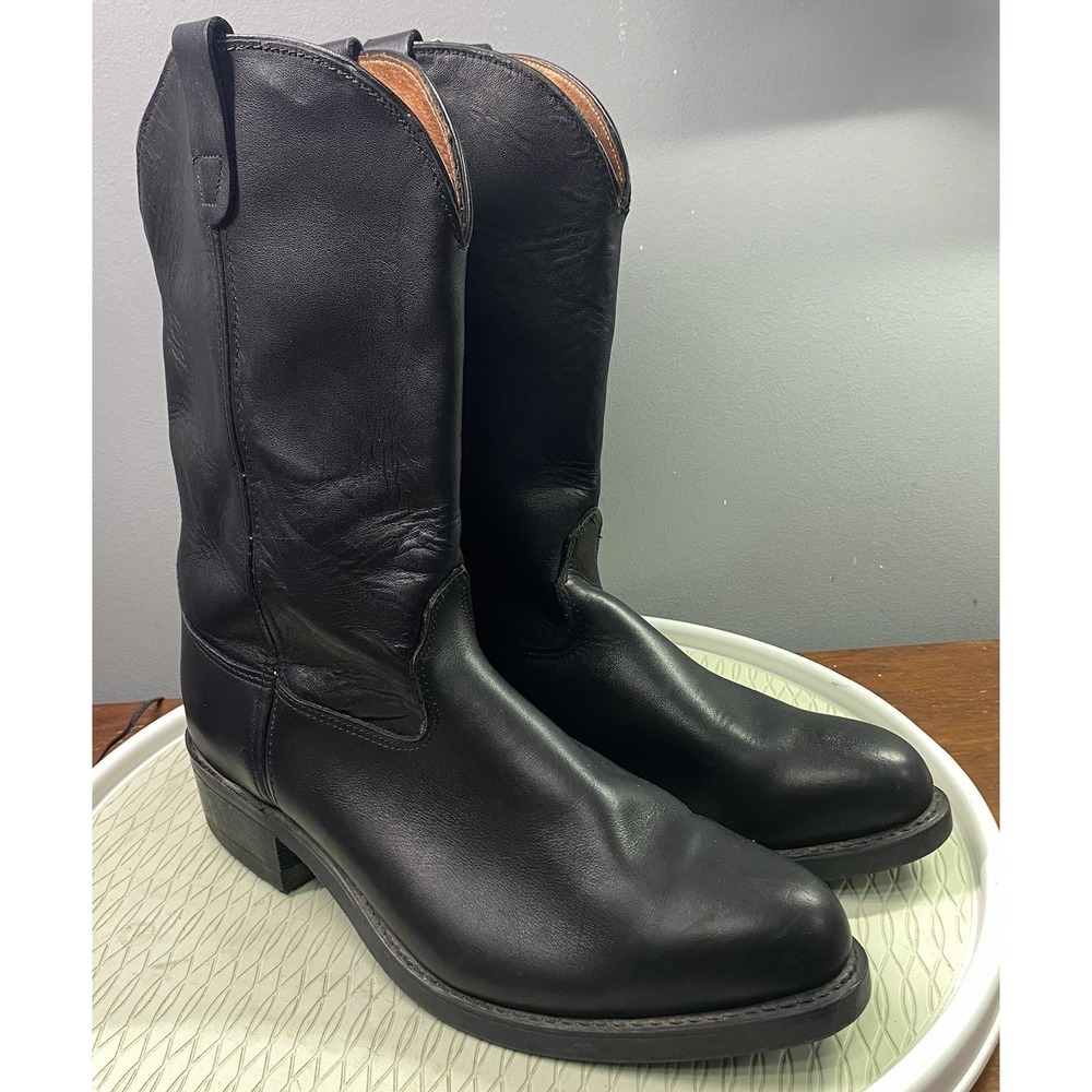 Santa Fe Men's Western Leather Cowboy Biker Riding Rodeo Boots Black Sz.14 B